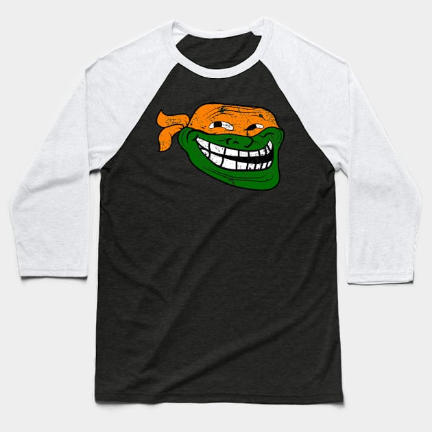 Ninja Trolltle Orange Baseball T-Shirt by gastaocared